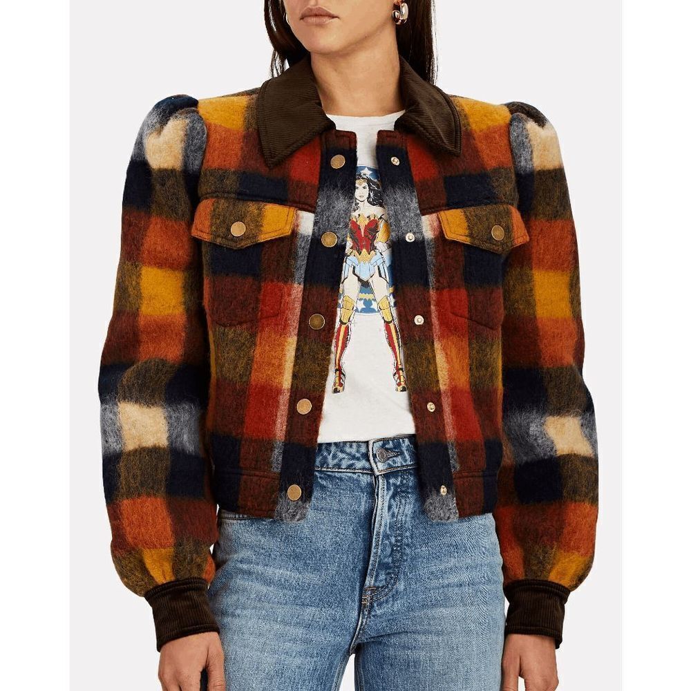 Veronica Beard Rare Piana Plaid Brushed Flannel Fall Jacket Women's Size 6